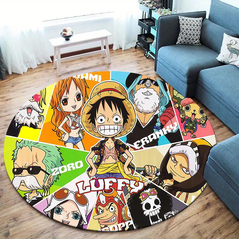 Anime One Piece Round Area Rug Carpet Rug For Living Room Bedroom Sofa Playroom Decor Nonslip Floor Mat