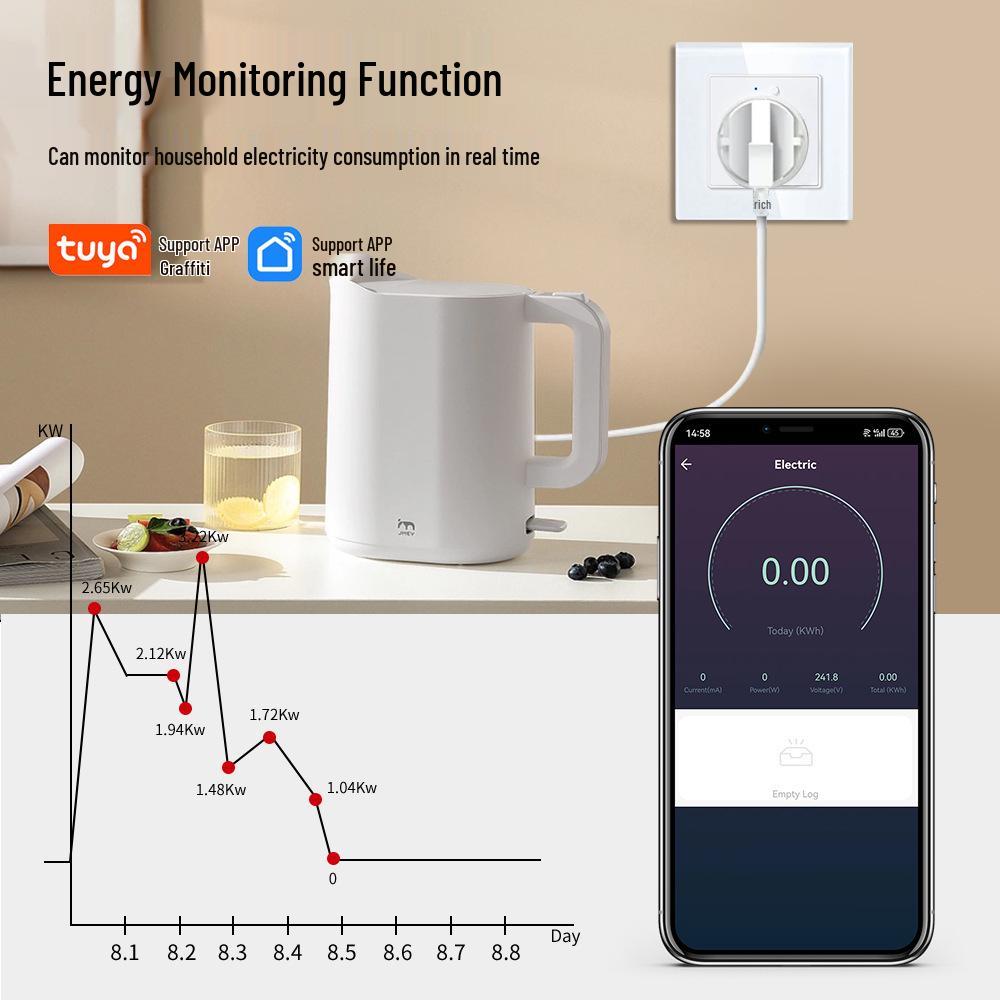 European Smart Double Socket - WiFi Remote Control with Voice and Timer