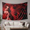 Red Hair Anime Girl Tapestry Flat Print Dark Aesthetic Wall Hanging for Bedroom Dorm Room Decor Cool Art for Men Teen Boys