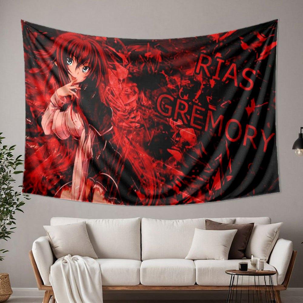 Red Hair Anime Girl Tapestry Flat Print Dark Aesthetic Wall Hanging for Bedroom Dorm Room Decor Cool Art for Men Teen Boys