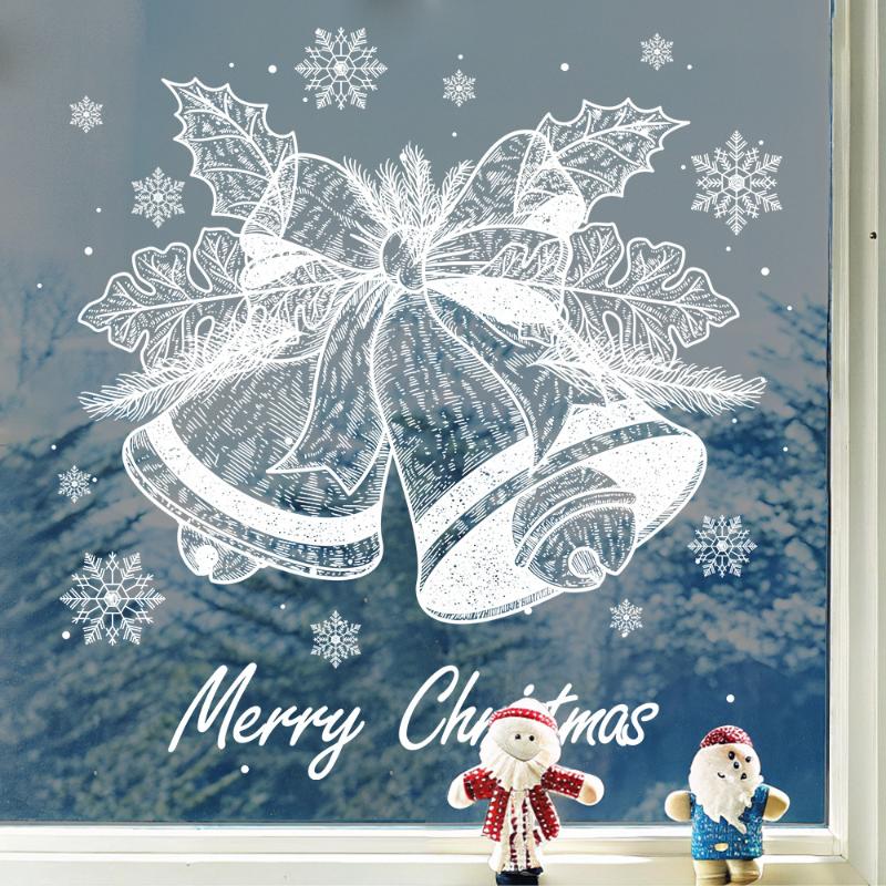 Christmas White Bell Snowflake Sticker Window Sticker Room Glass Door Sticker Window Decoration Sticker
