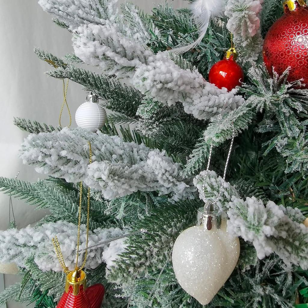 Flocked Pine & Cypress Ornament - 5 Heads for Christmas, Halloween, Easter, and Holiday Parties