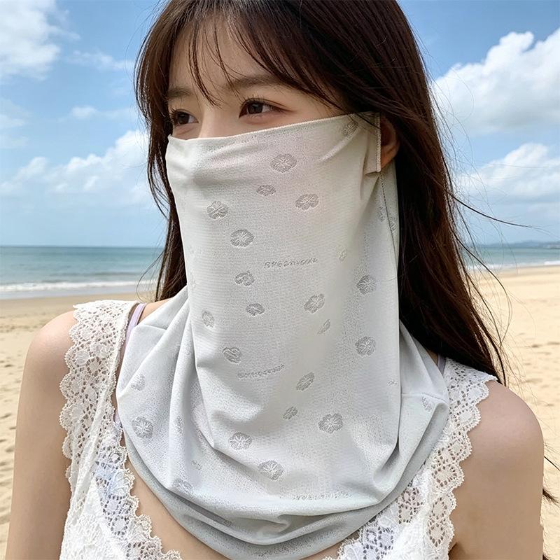 Sweet Floral Print Sun Protection Face Cover for Women (Spring/Summer) – Cycling Neck and Face Cover Breathable UV Protection Sun-Blocking Veil Mask