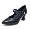 Pointed high heels women's spring sheepskin shallow mouth single shoes one-word buckle work shoes formal women's shoes