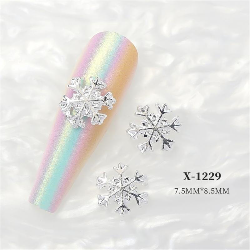 Create Beautiful Nail Designs with 10pcs Shimmering Snowflake Nail Charms Nail Decorations