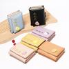 Cute Fruit Pattern Short Folding Card Bag PU Candy Color Trifold Wallet Sweet Solid Color Card Holder Girl