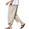 Summer Men Chinese Style Cotton Linen Harem Pants Men Streetwear Breathable Beach Pants Male Casual Calf-Lenght Trousers