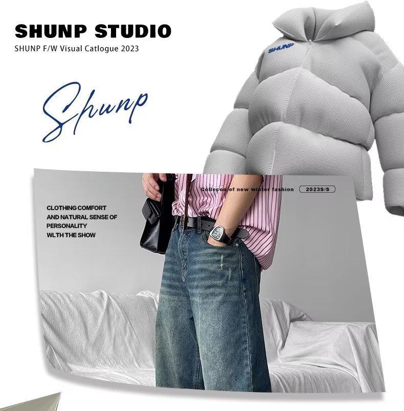 Men's Retro Washed Distressed Jeans, Korean Trendy High-Street Loose Straight Casual Trousers