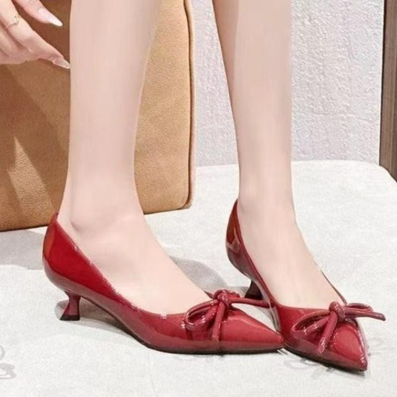 Fashion Wine Red Sweet Temperament High Heels Women's Stiletto 2025 Early Spring New Pointed Toe Fashion Comfortable Shoe