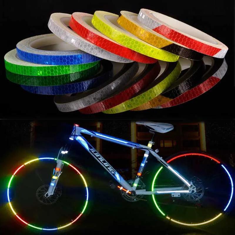1Cm*8M Bike Stickers Reflective Tape Cycling Fluorescent Reflect Strip Adhesive Tape For Bicycle Warning Safety Bike Accessories