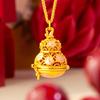 Pink Gourd Lotus Seed Pendant Necklace - Gold Enamel Light Luxury Women's Jewelry