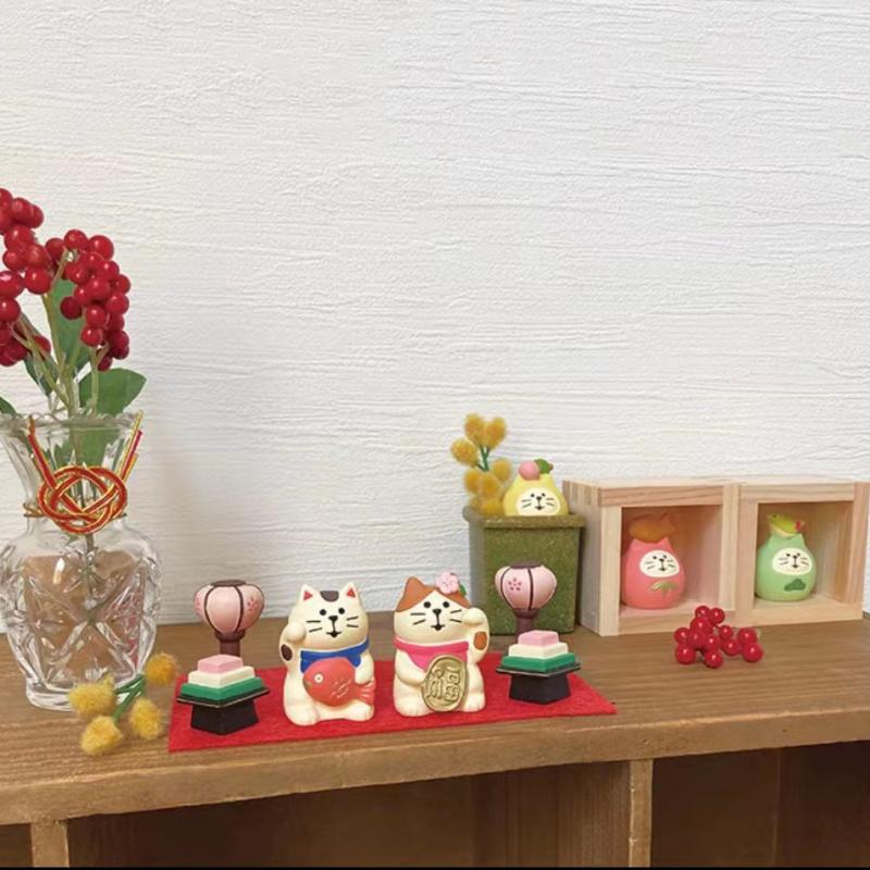 Japanese Zakka Cat Statue Cat Miniature Figurines Resin Craft Toys Ornament Car Home Decoration Photography Props