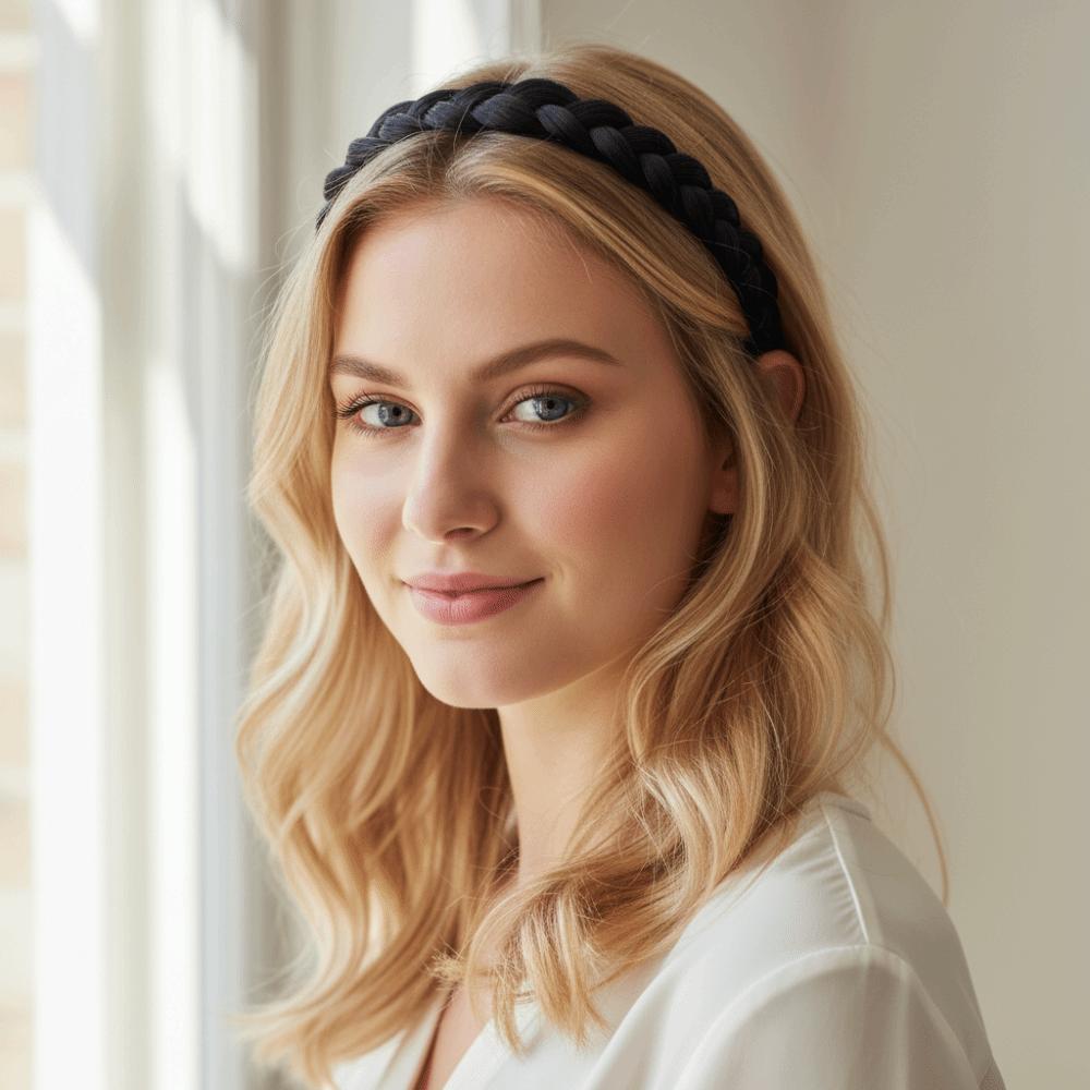 Fashion Wig Twist Braided Headband Synthetic Elastic Non-slip Hair Bands Women Hoop  Daily Wear