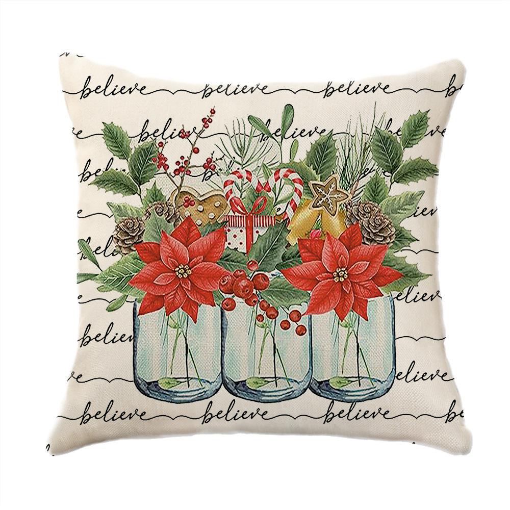 Christmas Theme Printed Sofa Pillow Case Christmas Atmosphere Decoration Bay Window Cushion