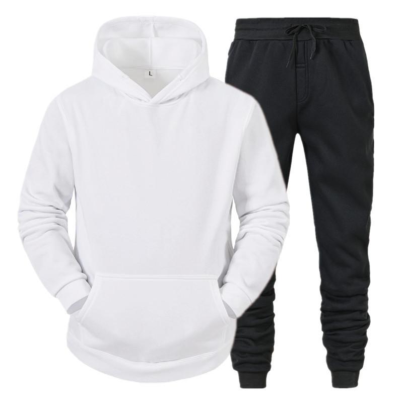 Herbst Hoodie Anzug Einfarbiger Pullover Sport 2-teiliger Anzug