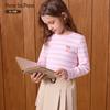 PawinPaw Girls' Autumn Cartoon Bear Striped Long-Sleeve T-Shirt