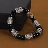 Viking Runes Bracelet for Men 8Mm Lava Obsidian Turquoise Beads Lucky Amulet Norse Jewelry Gift