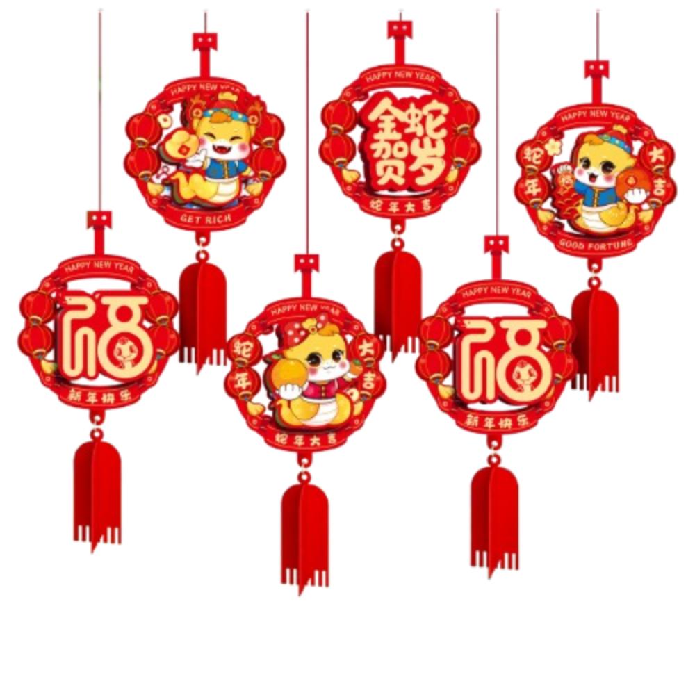 6pcs 3D Chinese Snake Year Pendants Traditional Spring Festival Supplies  Home Living Room Decor