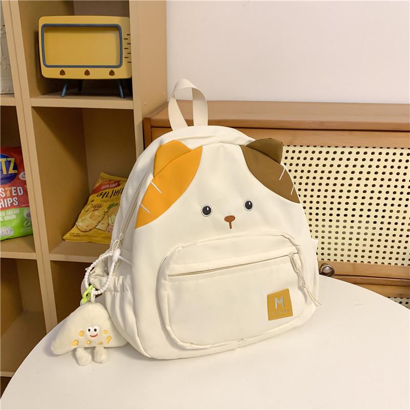 Zaino Cartone Animato Gatto Per Ragazze Tessuto Oxford Grande Capacità Borsa Scolastica Con Chiusura a Zip