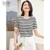 Chushen Women's Classic Striped Short Sleeve Knit T-shirt