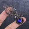 Pendente Gioiello Naturale Occhio Malvagio Blu Pietra Preziosa Filo di Rame Avvolto 3,15" w3Q85