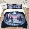 3pcs Winter's Night Pattern Bedding Set, 1* Cover + 2*Pillowcases, Printed Bedding Set, Soft