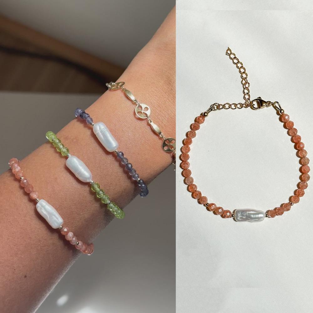 Feeling Spar Mix and Match Armband Natur Süßwasserperlen Armband Reisetrend Matching