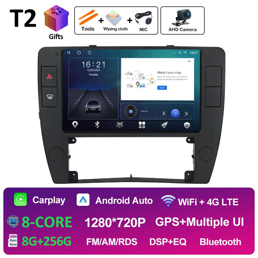 Sistem stereo wireless Carplay DSP pentru Volkswagen Passat B5 2000 2001 2002 2003 2004 2005 Android 14, ventilator de răcire, accesorii Bluetooth