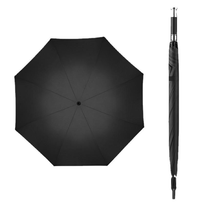 Double oversized silver plated golf umbrella, full fiber long handle straight pole umbrella
