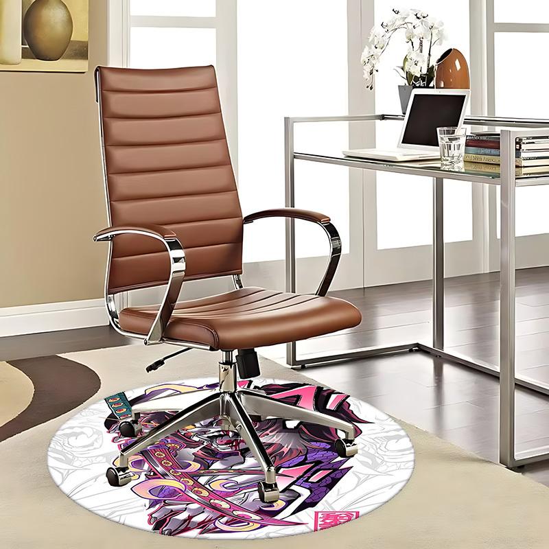 1pc Anime Demon Slayer Design Round Carpet Office Chair Mat, NonSlip Rug for Home Decor, Seasonal Gift, Suitable for Office