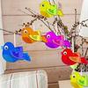 Unfinished Wooden Bird Craft Kit with Rope Handmade 3D Wood Bird Ornament with Wings Painting DIY Bird Hanging Decor