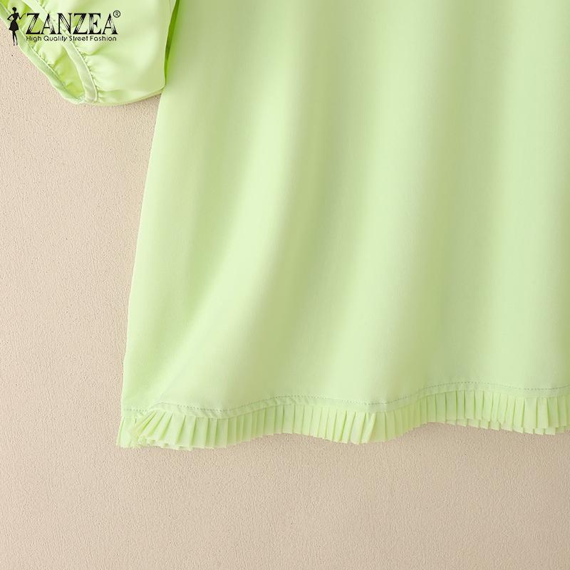 ZANZEA Women Casual Round Neck Summer Short Sleeve Blouse