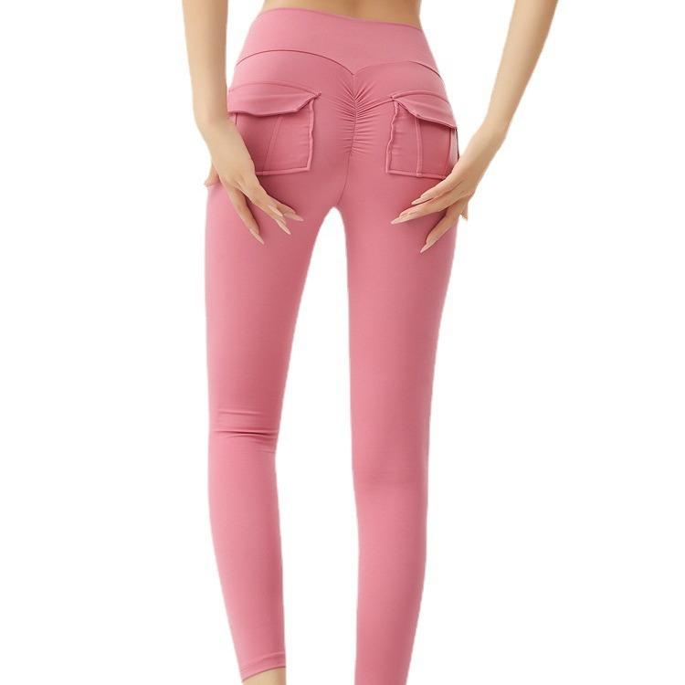 Workwear Wind Fitness Pants Women with Pockets Sports Leggings Stretch High Waist Peach Hip Pants Sexy Pants Skinny Leggings for Women