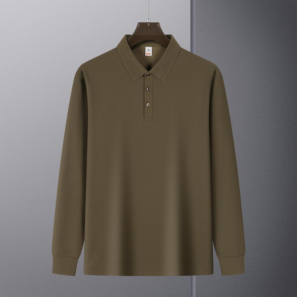 Lapel Long-sleeved POLO Shirt Men's Light Plate Long-sleeved T-shirt Middle-aged and Young Business Casual Long-sleeved Sweater Bottoming Shirt