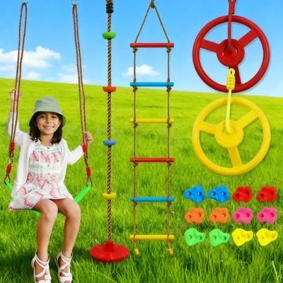 Kids' Climbing Rope Ladder Colorful Climbing Stones Indoor Outdoor Backyard Playground Children's Sensory Integration Training