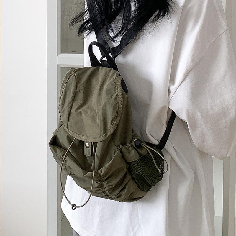 Zaino Casual Donna Grande Capacità Moda Studente Scuola Media Pieghe Cartella Borsa in Tessuto Zaino da Viaggio Coreano