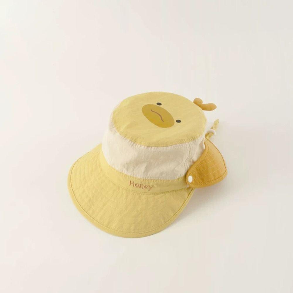 Letter Embroidery Cartoon Animal Bucket Hat Detachable Children's Fisherman Hat  Kid