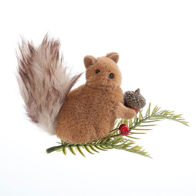 Cartoon Squirrel Hanging Decoration With Pinecone Accent Holiday Decoration For Christmas Gifts