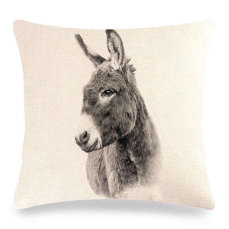 Home Decor Donkey Art: Various Scenes and Portraits Pattern Cushion Cover Suitable for Sofa Bedroom Car Pillow Cover