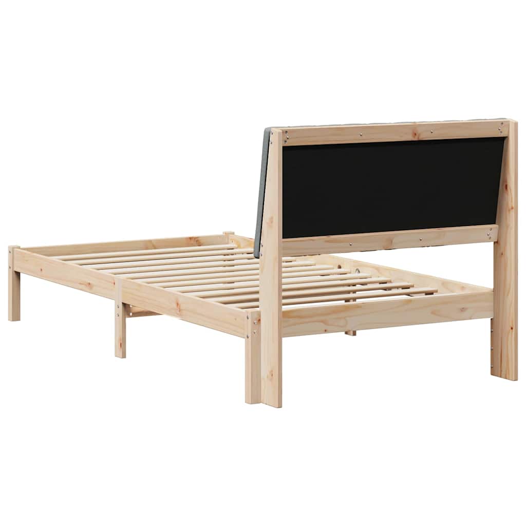Bed Frame with Headboard Brown 100 X 200 Cm Solid Pine Wood