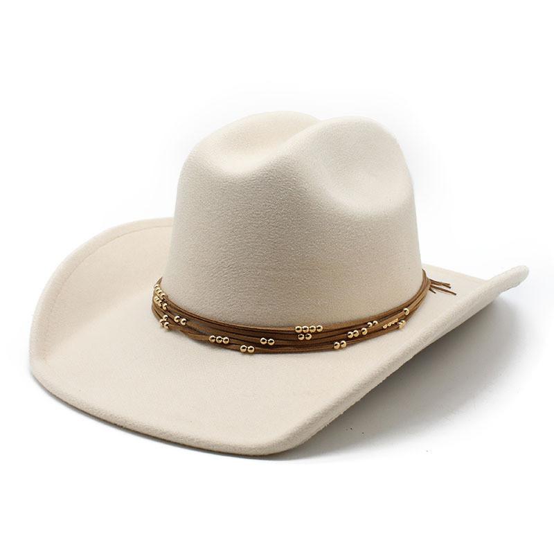 Classic Wool Felt Western Cowboy Hat With Wide Brim For Summer Outdoor Activities