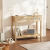 Rattan Console Table with 2 Storage Drawers Rattan Sliding Door Natural