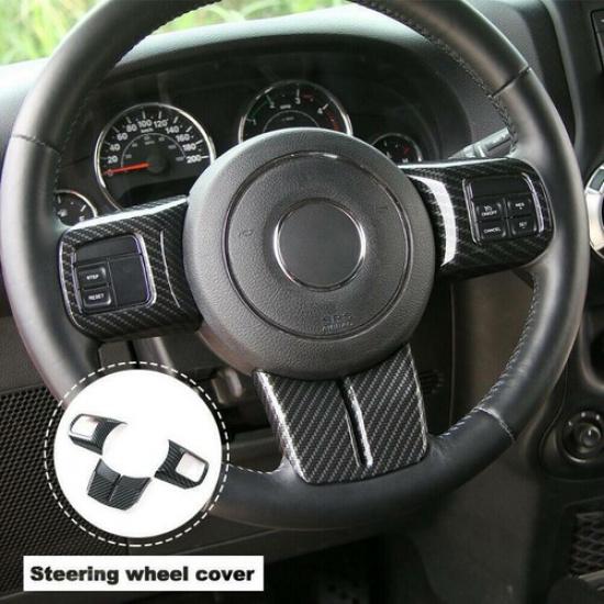 For 2011-2017 Jeep Wrangler JK ABS Carbon Fiber Inner Steering Wheel Cover Trim