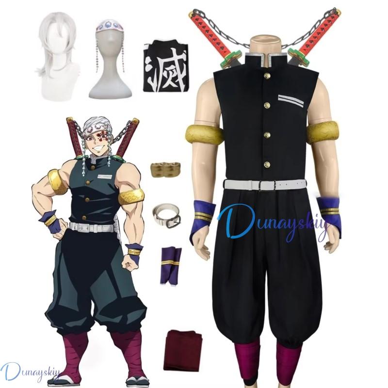 Demoon Slayeer Anime Cosplay Uzui Tengen Costume Wig Uniform Wig Demon Annihilation Blade Sound Pillar Halloween Outfit