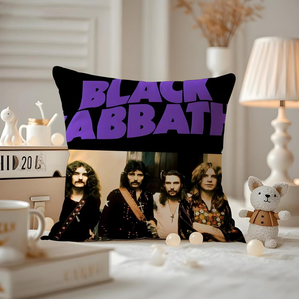 Black S-S-S-Sabbath Band Cushion Cover Pattern Printed Pillowcase For Living Room Sofa Cushion Cover & Bedroom Decor