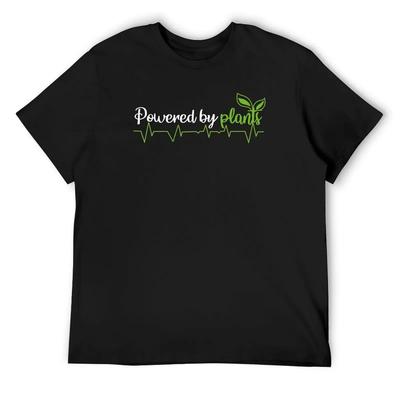 Powered by Plants T-Shirt Gifts for Boyfriend Customs Korean Fashion Oversized T Shirt Men