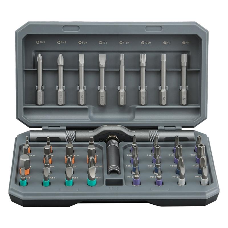 Набор магнитных отверток с несколькими битами 42 в 1 Магнитная отвертка Многоцелевая трещоточная отвертка Магнитная бита 1 темно-серого