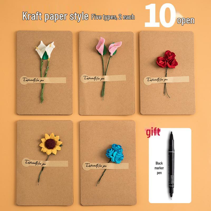3D Dried Flower Handwritten Greeting Card for Teacher's Day, Love Letters, or Birthday – Perfect for Couples