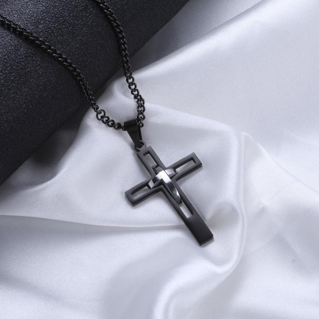Cross Pendant Necklaces, Stainless Steel Necklace Women and Men, Minimalism Luxury Style Jewelry Accessories Chain