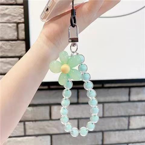 Colorful Beaded Flower Keychain, Kawaii Acrylic Flower Bag Charm with Clip